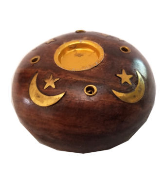 Star Moon Small Wood Cone Holder