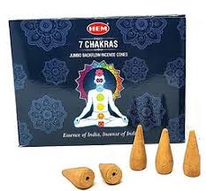 Hem 7 Chakra Jumbo Backflow Cones (image for) Hem 7 Chakra Jumbo Backflow Cones